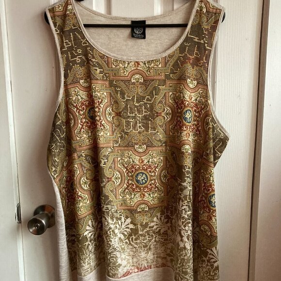 Bobeau Tank Rustic Print Plus Size 1X Solid Back - Picture 6 of 8